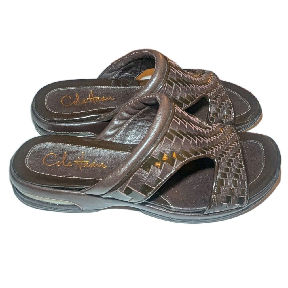 Cole Haan Sharon Women’s Sandals Size 6B Brown Leather NikeAir Flat Slide